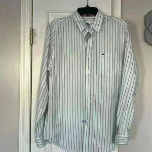 Lacoste Men's Brown Striped Long Sleeve Button-Up Shirt Size 40